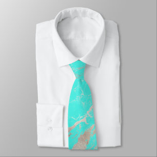 Cravate PixDezines bleu turquoise dalle de marbre + Veines