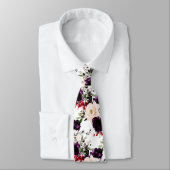 Cravate PixDezines Blush Aubergine H2 Fleurs Fond DIY (Attaché)