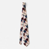 Cravate PixDezines Blush Bourgogne Navy H2 Fleurs (Dos)