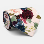 Cravate PixDezines Blush Burgundy Navy Flwrs do-it-yoursel (Roulé)