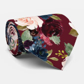 Cravate PixDezines Blush Burgundy Navy Flwrs do-it-yoursel (Roulé)