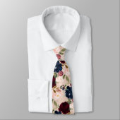 Cravate PixDezines Blush Burgundy Navy H2 Fleurs (Attaché)