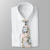 Cravate PixDezines Blush Dusty Blue H2 Botanique (Attaché)
