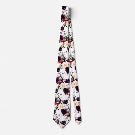 Cravate PixDezines Blush Eggplant H2 Fleurs do-it-yourself (Devant)