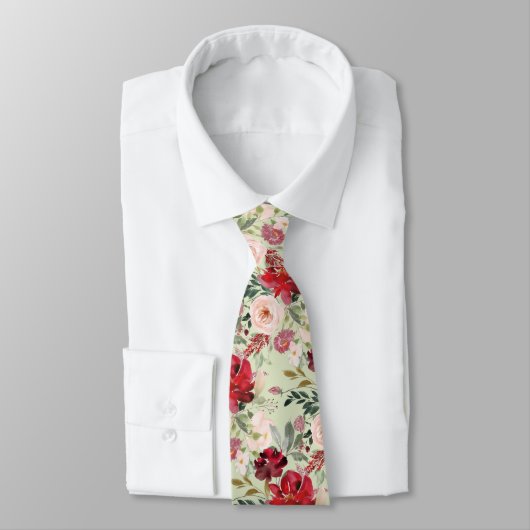 Cravate PixDezines Blush Red Aquarelle Fleurs do-it-yourse (Attaché)