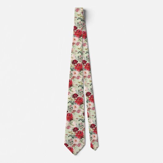 Cravate PixDezines Blush Red Aquarelle Fleurs do-it-yourse (Devant)