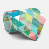 Cravate PixDezines Boho Triangles géométriques/réglables (Roulé)