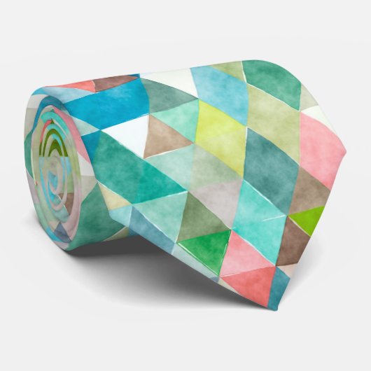 Cravate PixDezines Boho Triangles géométriques/réglables (Roulé)
