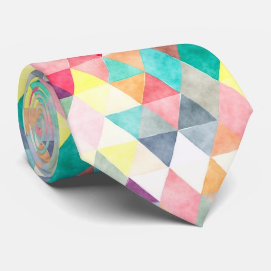 Cravate PixDezines Boho triangles géométriques/réglables (Roulé)