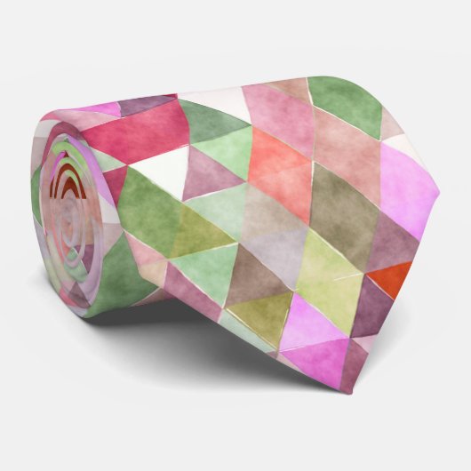 Cravate PixDezines Boho Triangles géométriques/réglables (Roulé)