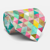 Cravate PixDezines Boho Triangles géométriques/réglables (Roulé)