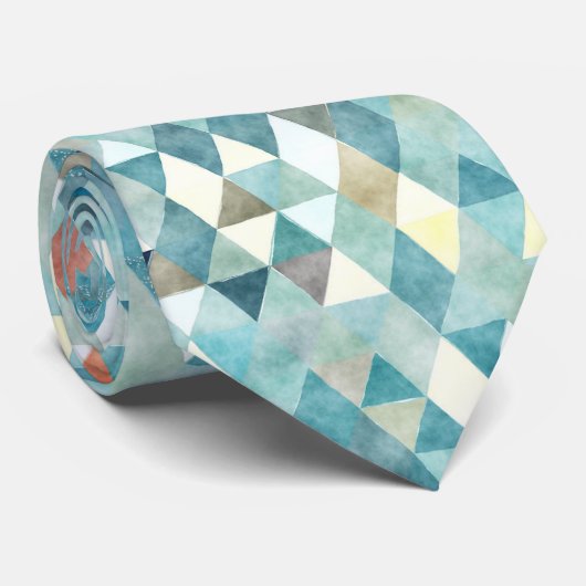 Cravate PixDezines Boho Triangles géométriques/réglables (Roulé)