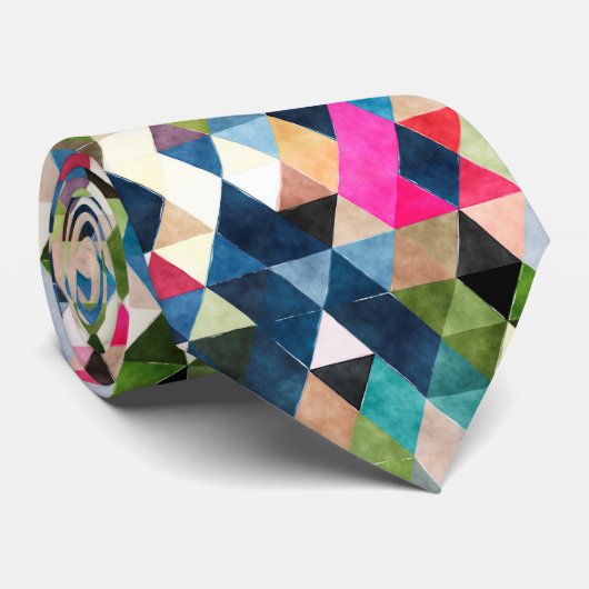 Cravate PixDezines Boho Triangles géométriques/réglables (Roulé)