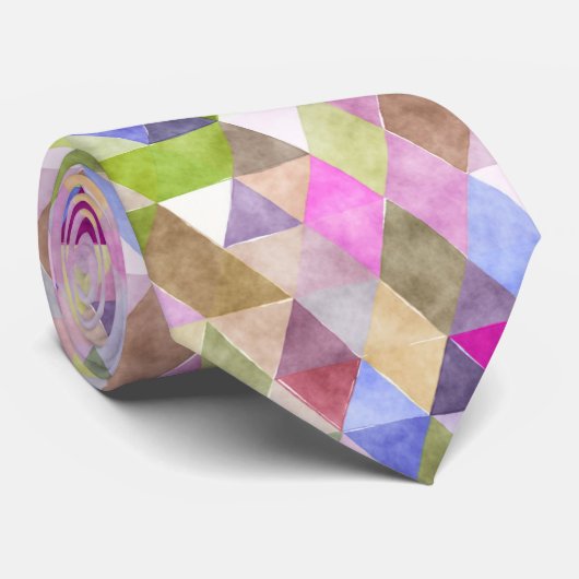 Cravate PixDezines Boho Triangles géométriques/réglables (Roulé)