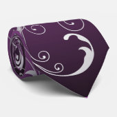 Cravate PixDezines Faux Silver Vine Swirls /Plum (Roulé)