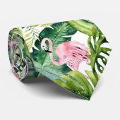 Cravate PixDezines Flamant rose rose+Cravate de remplissag (Roulé)