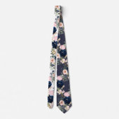 Cravate PixDezines Fleurs Aquarelles Bleues de la marine r (Dos)