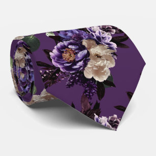 Cravate PixDezines Fleurs Botaniques Mauves Humeur