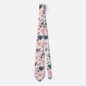 Cravate PixDezines Fleurs d'aquarelle bleu glace rose pâle (Devant)