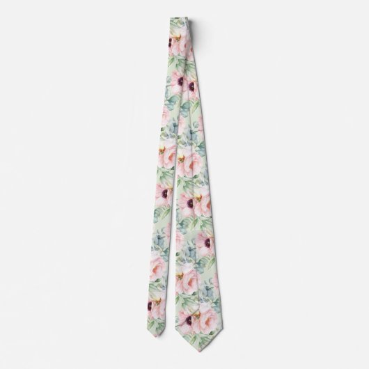 Cravate PixDezines H2 Blush Peonies Anémonies Eucalyptus (Dos)