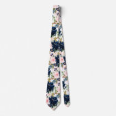 Cravate PixDezines H2 Blush Pink Navy Flowers (Devant)