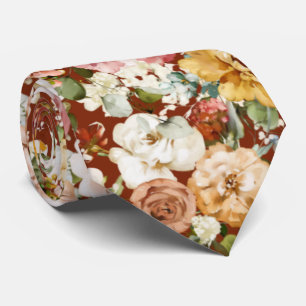 Cravate PixDezines H2 Col Neck Tie Fleurs de jardin d'auto
