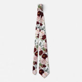 Cravate PixDezines H2 Dusty Rose Blush Bourgogne Fleurs (Dos)