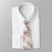 Cravate PixDezines H2 Été Rose Poussiéreuse Roses Hydrange (Attaché)