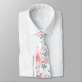 Cravate PixDezines H2 Fleurs à ressort rose bleu (Attaché)
