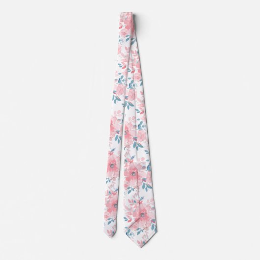 Cravate PixDezines H2 Fleurs à ressort rose bleu (Dos)