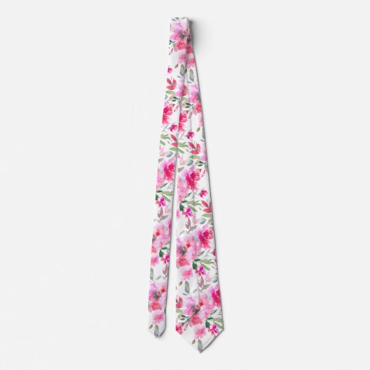 Cravate PixDezines H2 Fleurs à ressort rose rouge (Dos)