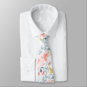 Cravate PixDezines H2 Fleurs de printemps Blush et Bleu (Attaché)