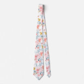Cravate PixDezines H2 Fleurs de printemps Blush et Bleu (Devant)