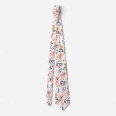 Cravate PixDezines H2 Fleurs de Printemps Blush Gris (Dos)