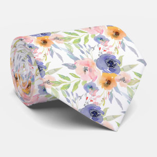 Cravate PixDezines H2 Fleurs de printemps Blush Orange Vio