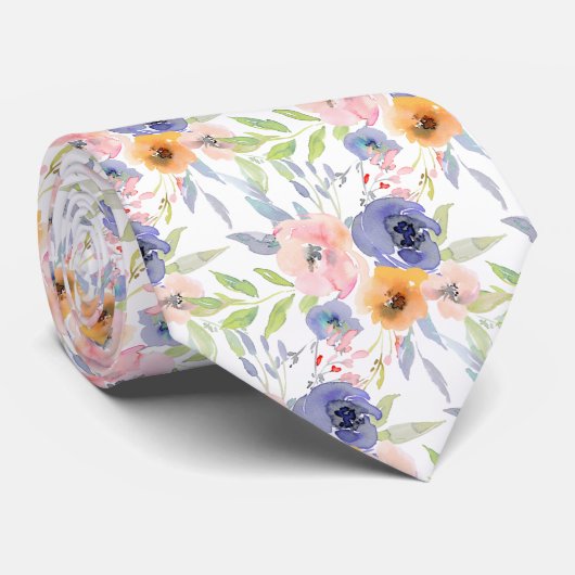 Cravate PixDezines H2 Fleurs de printemps Blush Orange Vio (Roulé)