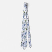 Cravate PixDezines H2 Fleurs de printemps Dusty Blue Navy (Devant)