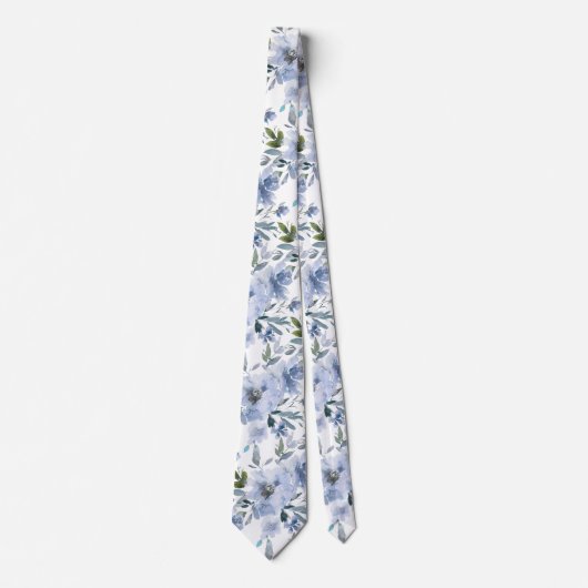 Cravate PixDezines H2 Fleurs de printemps Dusty Blue Navy (Devant)