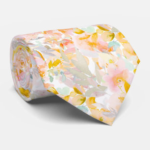 Cravate PixDezines H2 Fleurs de printemps Moutarde