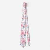 Cravate PixDezines H2 Fleurs de Printemps Rose Bleu (Devant)