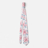 Cravate PixDezines H2 Fleurs de Printemps Rose Bleu (Dos)