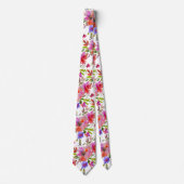Cravate PixDezines H2 Fleurs de Printemps Rose Rouge (Devant)