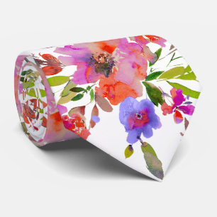 Cravate PixDezines H2 Fleurs de Printemps Rose Rouge