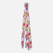 Cravate PixDezines H2 Fleurs de Printemps Rose Rouge (Dos)