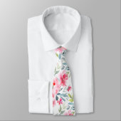 Cravate PixDezines H2 Fleurs de printemps rose rouge bleu  (Attaché)