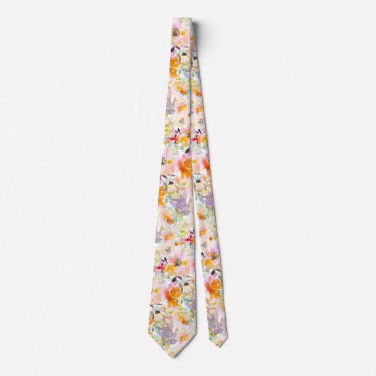 Cravate PixDezines H2 Fleurs de ressort Mauve (Devant)