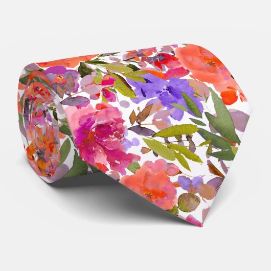 Cravate PixDezines H2 Fleurs d'été teintes lumineuses (Roulé)