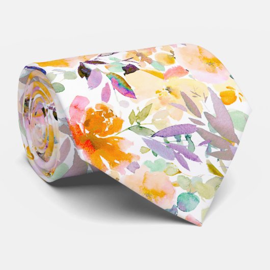 Cravate PixDezines H2 Fleurs d'été teintes lumineuses (Roulé)