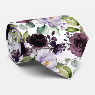 Cravate PixDezines H2 Fleurs Merlot Lavande Violet