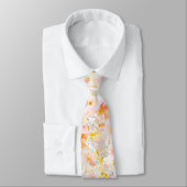 Cravate PixDezines H2 Fleurs printanières Blush Moutarde (Attaché)